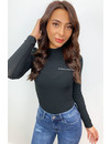 BLACK - 'LAURA' - RIBBED TURTLE NECK BODYSUIT