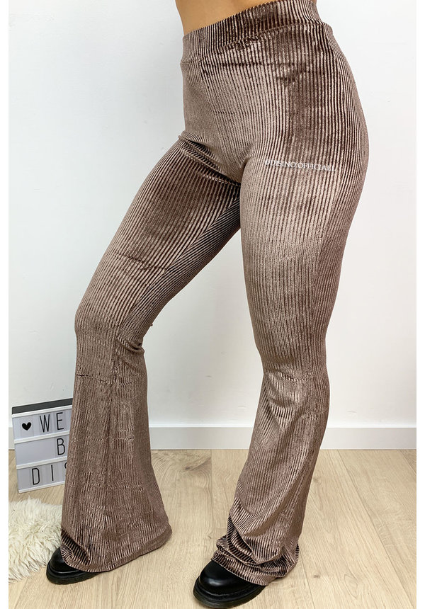 NUDE - 'AMBER' - VELVET RIBBED FLARED PANTS