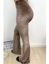 NUDE - 'AMBER' - VELVET RIBBED FLARED PANTS