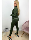 KHAKI GREEN - 'EZRA' - PREMIUM QUALITY RIBBED COL TWIN SET