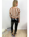 BROWN - 'VERONA' - V NECK STRIPED JUMPER