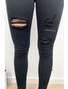 QUEEN HEARTS JEANS - BLACK - SKINNY CROP RIPPED ROLL UP - 683