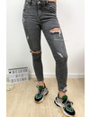 QUEEN HEARTS JEANS - GREY - HIGH WAIST DESTROYED SKINNY JEANS - 692