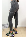 QUEEN HEARTS JEANS - GREY - HIGH WAIST DESTROYED SKINNY JEANS - 692