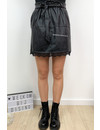 BLACK - 'AVIA' - VEGAN LEATHER PAPERBAG SKIRT