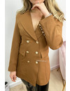 CAMEL - 'CHRYSTEL' - DOUBLE BREASTED GOLD BUTTON BLAZER DRESS