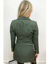 KHAKI GREEN - 'CHRYSTEL' - DOUBLE BREASTED GOLD BUTTON BLAZER DRESS