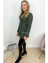 KHAKI GREEN - 'CHRYSTEL' - DOUBLE BREASTED GOLD BUTTON BLAZER DRESS