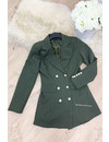 KHAKI GREEN - 'CHRYSTEL' - DOUBLE BREASTED GOLD BUTTON BLAZER DRESS