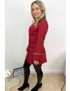 WINE RED - 'CHRYSTEL' - DOUBLE BREASTED GOLD BUTTON BLAZER DRESS