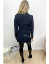 NAVY BLUE - 'CHRYSTEL' - DOUBLE BREASTED GOLD BUTTON BLAZER DRESS