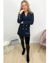 NAVY BLUE - 'CHRYSTEL' - DOUBLE BREASTED GOLD BUTTON BLAZER DRESS