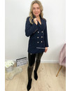 NAVY BLUE - 'CHRYSTEL' - DOUBLE BREASTED GOLD BUTTON BLAZER DRESS