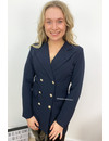 NAVY BLUE - 'CHRYSTEL' - DOUBLE BREASTED GOLD BUTTON BLAZER DRESS