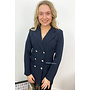 NAVY BLUE - 'CHRYSTEL' - DOUBLE BREASTED GOLD BUTTON BLAZER DRESS