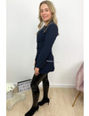 NAVY BLUE - 'CHRYSTEL' - DOUBLE BREASTED GOLD BUTTON BLAZER DRESS
