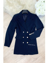 NAVY BLUE - 'CHRYSTEL' - DOUBLE BREASTED GOLD BUTTON BLAZER DRESS