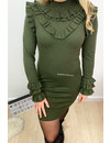 KHAKI GREEN - 'OLSEN DRESS' - INSPIRED SOFT RUFFLE DRESS