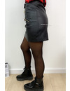 BLACK - 'LUXOR' - CROSS ZIPPED LEATHER SKIRT