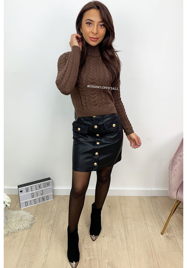 BLACK - 'DIOZA 2.0' - GOLD BUTTON SKIRT