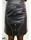 BLACK - 'JANNET' - VEGAN LEATHER STUDS SKIRT