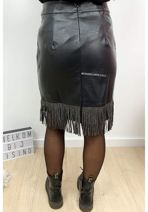 BLACK - 'PRINCE SKIRT' - VEGAN LEATHER FRINGE SKIRT