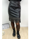 BLACK - 'PRINCE SKIRT' - VEGAN LEATHER FRINGE SKIRT