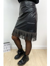 BLACK - 'PRINCE SKIRT' - VEGAN LEATHER FRINGE SKIRT