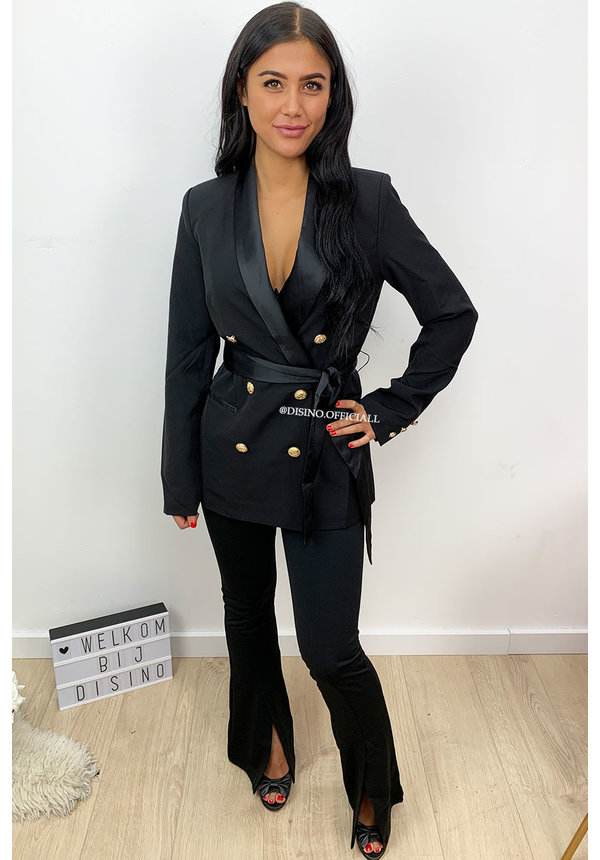 BLACK - 'SARA' - PREMIUM QUALITY BLAZER DRESS