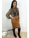 CAMEL - 'GIANA' - HIGH WAIST SUEDINE PENCIL MIDI SKIRT