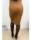 CAMEL - 'GIANA' - HIGH WAIST SUEDINE PENCIL MIDI SKIRT