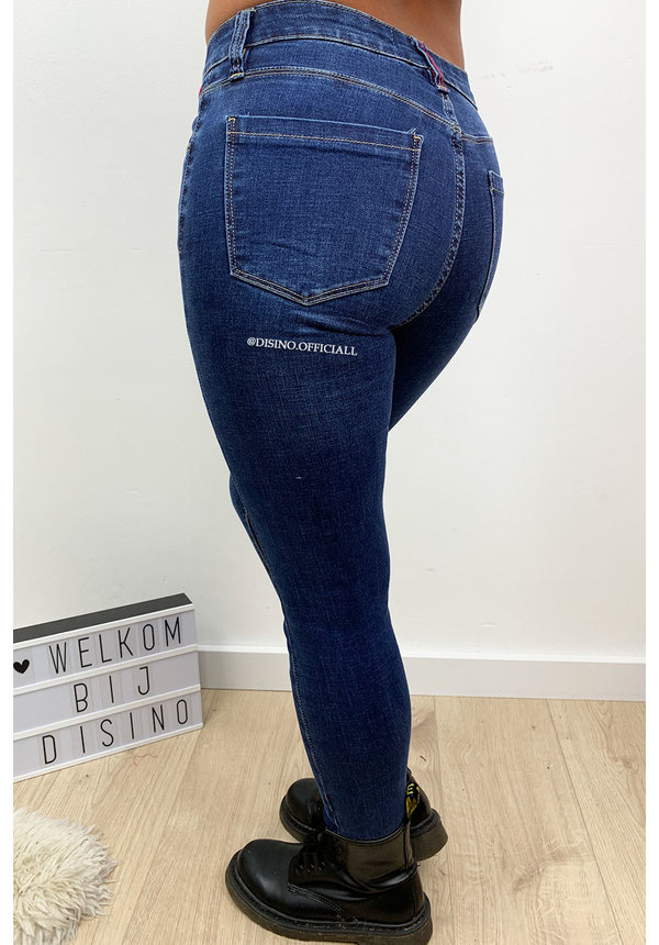 QUEEN HEARTS JEANS - DARK BLUE - PERFECT SKINNY MID WAIST - 9525