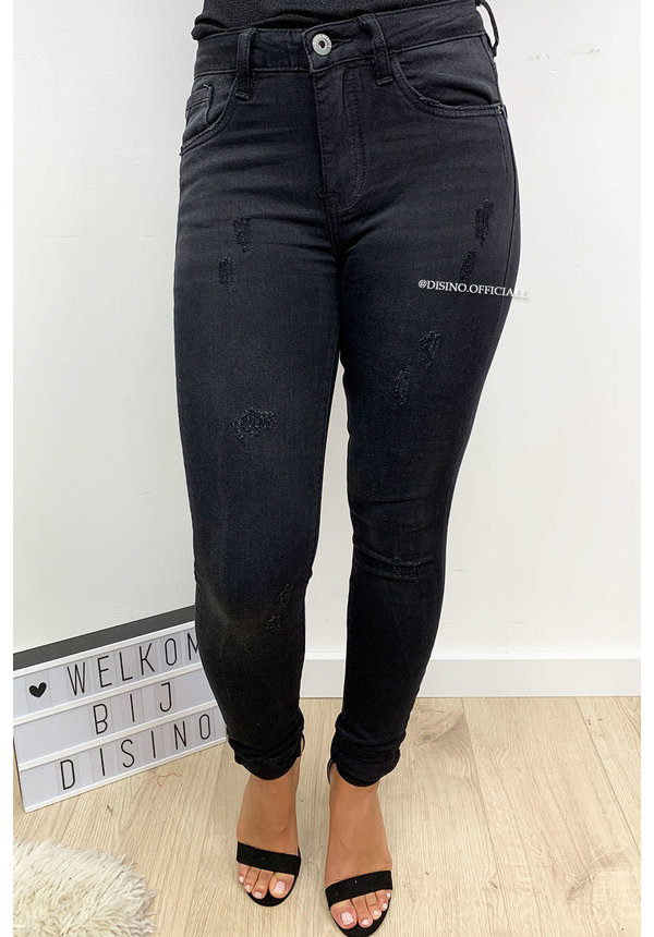 QUEEN HEARTS JEANS - DENIM BLACK - PREMIUM QUALITY MID HIGH WAIST - 712