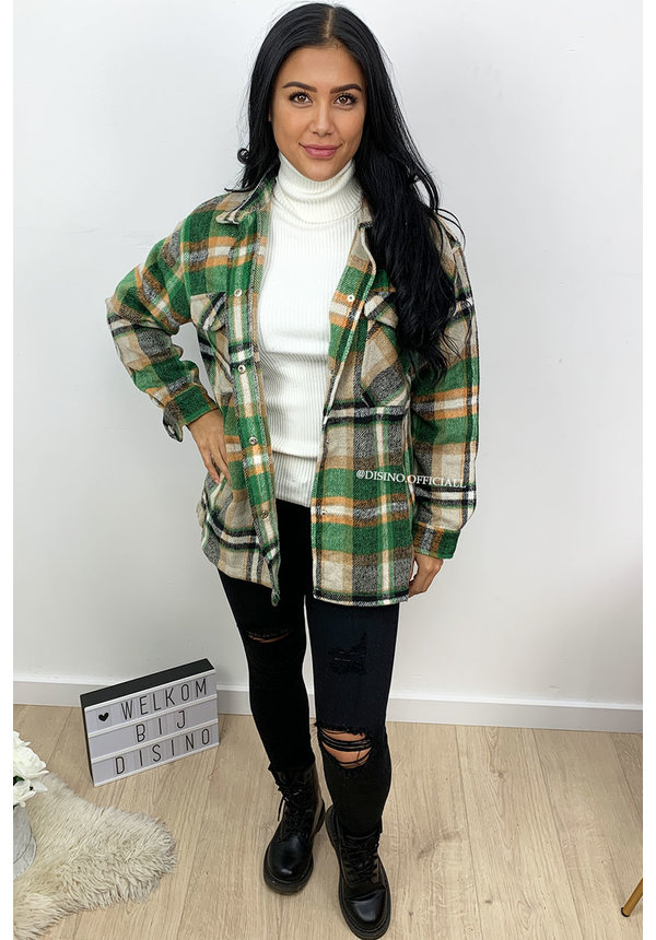 GREEN - 'SIEN' - OVERSIZED FLANNEL BLOUSE