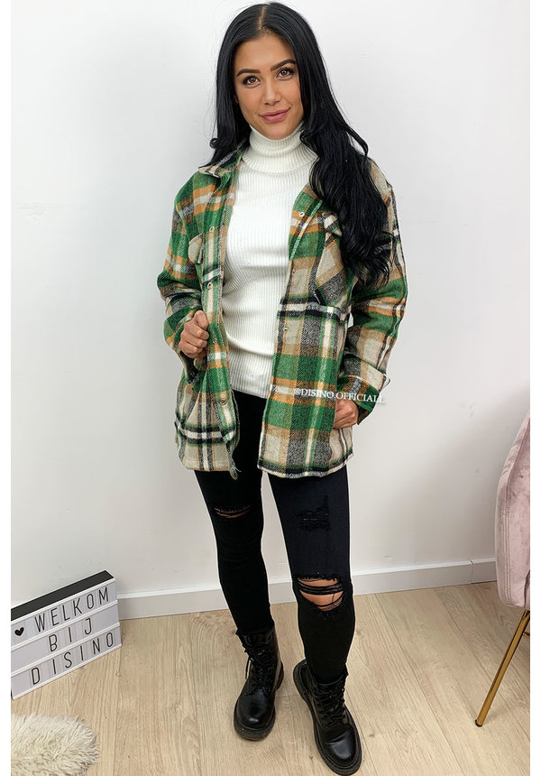 GREEN - 'SIEN' - OVERSIZED FLANNEL BLOUSE