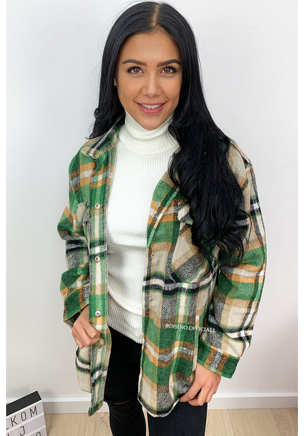 GREEN - 'SIEN' - OVERSIZED FLANNEL BLOUSE