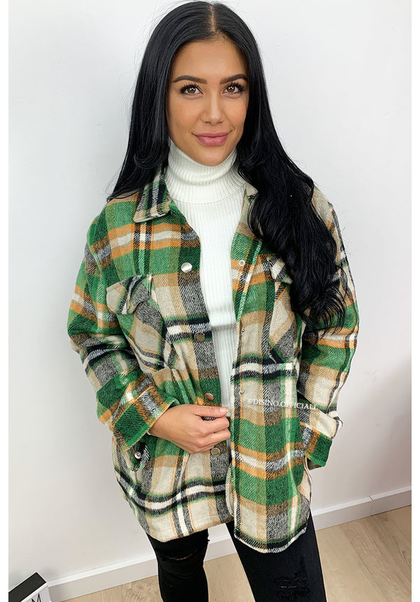 GREEN - 'SIEN' - OVERSIZED FLANNEL BLOUSE