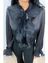 BLACK - 'RANA' - RUFFLE BLOUSE