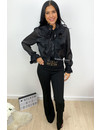 BLACK - 'RANA' - RUFFLE BLOUSE