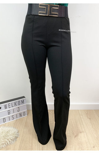 BLACK - 'RILANA' - SEAM FRONT FLARED PANTS BLACK - 'RILANA' - SEAM FRONT FLARED PANTS