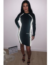 BLA22CK - 'KEIRA' - REFLECTIVE LINES BODYCON DRESS