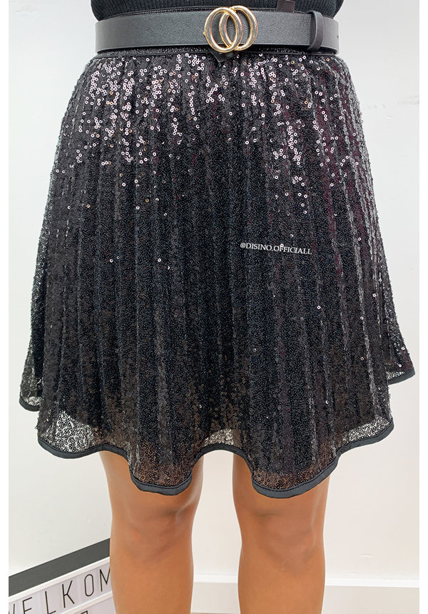 BLACK - 'RACHEL' - ALL OVER SEQUIN SKIRT