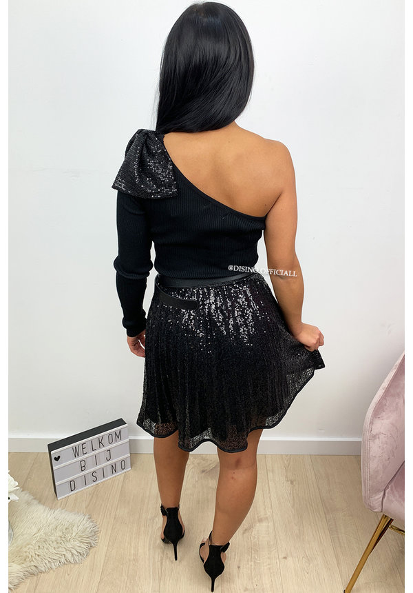 BLACK - 'RACHEL' - ALL OVER SEQUIN SKIRT