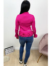 FUCHSIA - 'PERLA' - RIBBED PEARL RUFFLE TOP