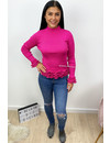 FUCHSIA - 'PERLA' - RIBBED PEARL RUFFLE TOP