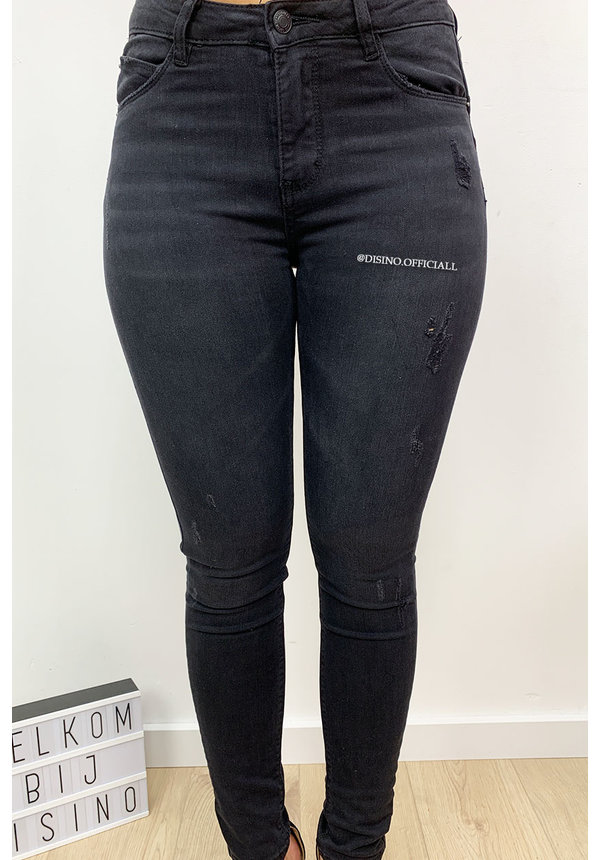 QUEEN HEARTS JEANS - DENIM BLACK - PREMIUM QUALITY MID HIGH WAIST - 714