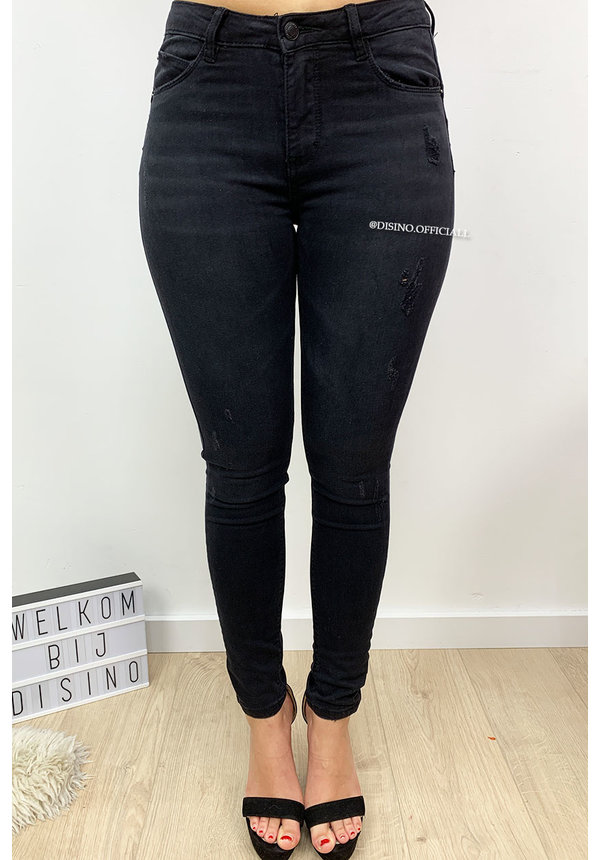 QUEEN HEARTS JEANS - DENIM BLACK - PREMIUM QUALITY MID HIGH WAIST - 714