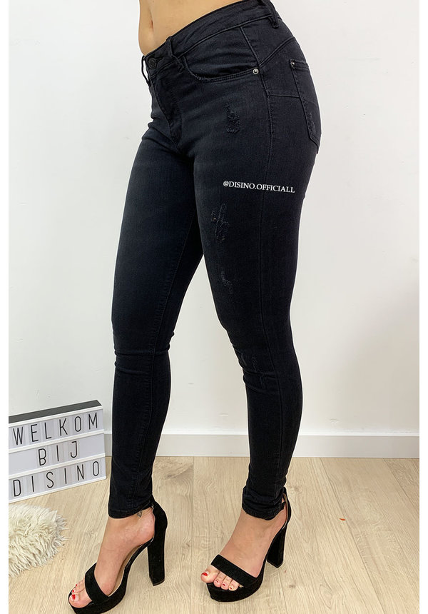 QUEEN HEARTS JEANS - DENIM BLACK - PREMIUM QUALITY MID HIGH WAIST - 714