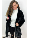 BLACK - 'FLUFFY DIVA' - SOFT FAUX FUR COAT