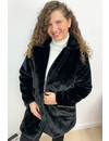 BLACK - 'FLUFFY DIVA' - SOFT FAUX FUR COAT